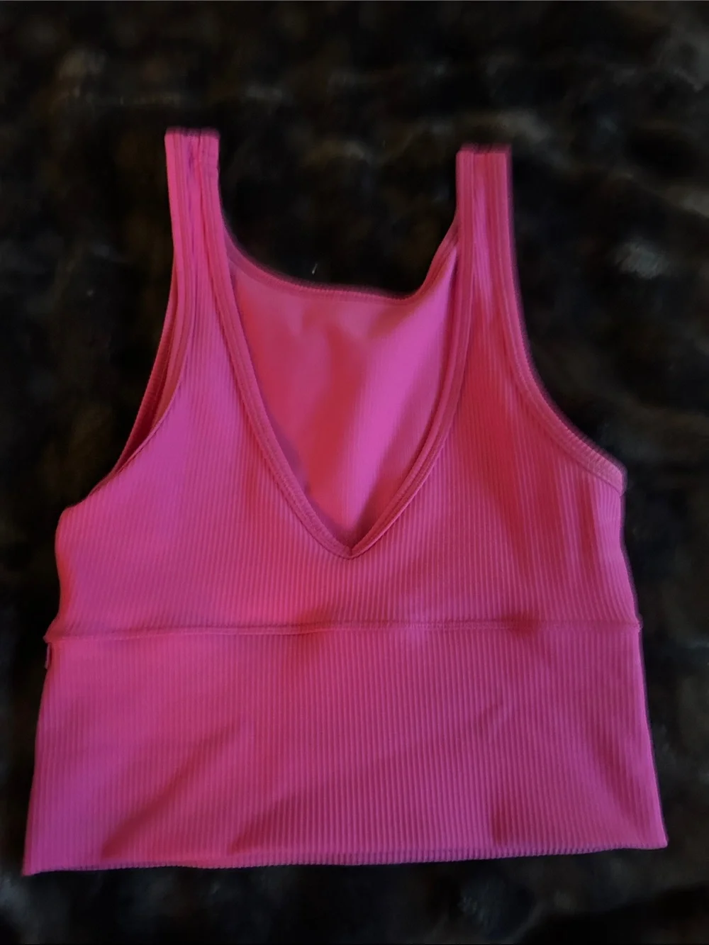 Pink Lulu Ribbed Crop Tank Top